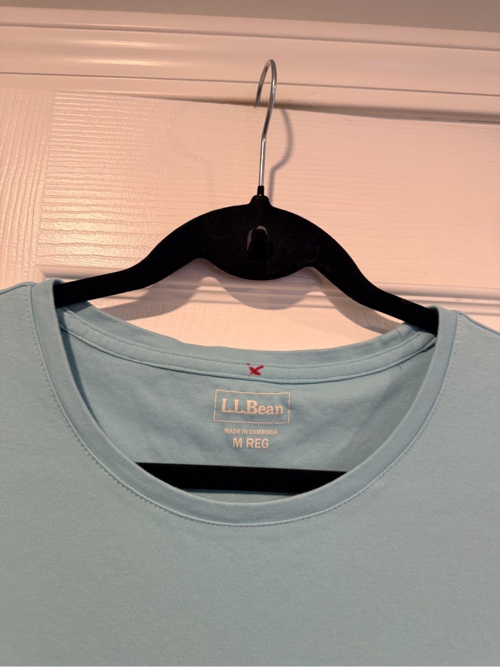 L.L. Bean Size M Light Blue Short Sleeve Crew Neck Cotton Stretch Tee Shirt - Picture 5 of 9